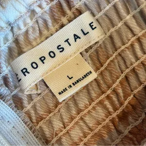 AEROPOSTALE Spaghetti Strap Plaid Mini Dress‎ w/ Slit @ Hem Brown/Cream Sz L thumbnail 11