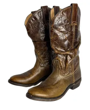 DOUBLE H Western Distressed Tan Brown Slouch Boots Womens 7.5 M thumbnail 1