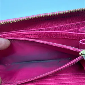 Coach Brown Pink Signature Coated Canvas Zip Wallet thumbnail 6