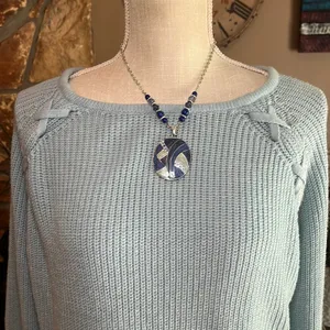 Ana Crewneck Sweater Criss-Cross Sleeve Detail Size XL Light Blue thumbnail 13