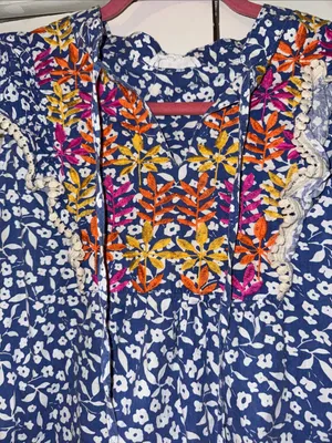 THML Blue and White Floral Top thumbnail 2