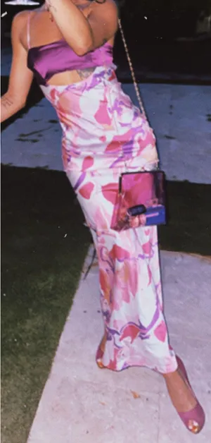 Abstract Print Cut Out Dress Purple Size XS thumbnail 6