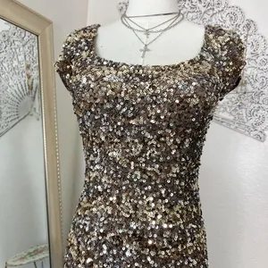 Scala 100% Silk Gold & Silver Sequin Mini Dress Size 0 / fits S thumbnail 4