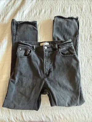 Abercrombie The 90’s Straight Ultra High Rise Split Hem Black Jeans, Size 29/8 thumbnail 10