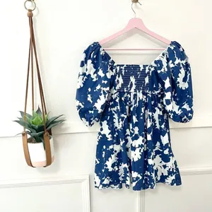 Abercrombie Emerson Poplin Puff Sleeve Midi Dress Blue Floral S Cottagecore Coquette thumbnail 7