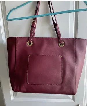 Michael Michael Kors East West Walsh Large Tote Bag Purse Burgundy Leather thumbnail 3