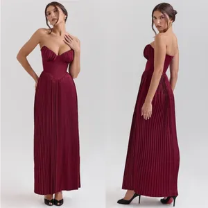 House of CB‎ XL A-C 'Marcella' Berry pleated georgette maxi dress NWOT thumbnail 14