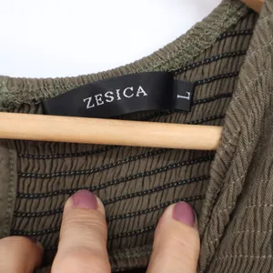 ZESICA Smocked Flutter Sleeve Tiered Maxi Dress Olive Green Large thumbnail 3