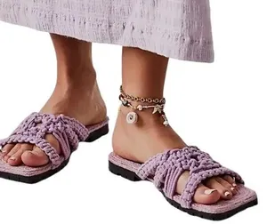 Free People Sandri Macrame Sandals Lavander casual classic summer beach vacation thumbnail 1