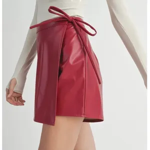 Sadie & Sage Night Vision Faux Leather Skort Womens Large Wine Red Wrap Mini NWT thumbnail 2