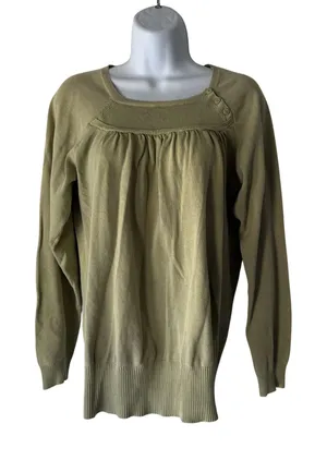 Pulp Sweater Y2k Large Green Long Sleeve Button Pullover Cotton Casual Top‎ thumbnail 1