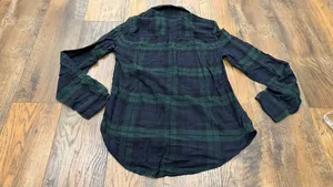 Abercrombie & Fitch Shirt Women’s Size Small Plaid Flannel Long Sleeve, Green thumbnail 6