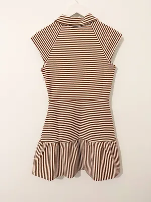 NWT AMANDA UPRICHARD POLLYANNE DRESS BROWN CREAM Mini Striped Size Small S thumbnail 6