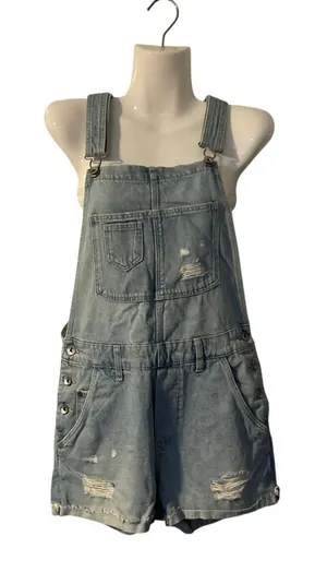 Denim Jeans Distressed Shortalls Overalls SZ 4 Shorts Casual Streetwear 90s Y2K thumbnail 1