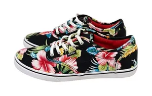 Vans Shoes Authentic 'Hawaiian Floral' Black Canvas Sneakers Size Women's 7.5 thumbnail 1
