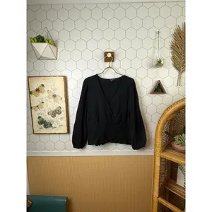 Madewell Black Lightspun Julianne Smocked-Waist Wrap Blouse - Size - 1X thumbnail 2