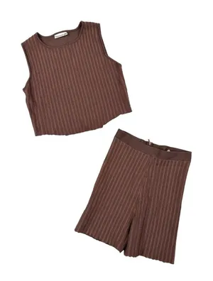 Sisters and Seekers- HighWaisted Ribbed Shorts and Tank Set in Brown thumbnail 1