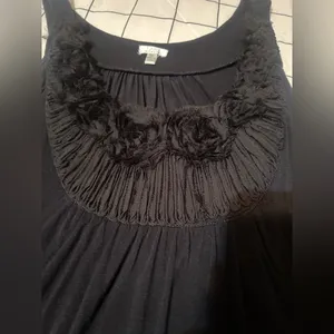 XL TANK TOP. Black on black floral design. thumbnail 3