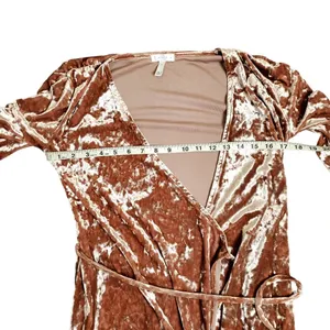 Leith Pink Velvet Long Sleeve Wrap Dress‎ thumbnail 4