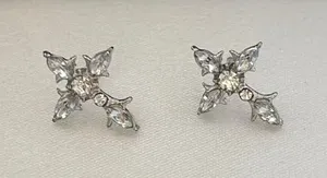 CZ Cross Stud Earrings for Men Women Streetwear Punk Hip Hop Unisex Style thumbnail 1