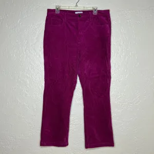 LOFT Women's Straight Corduroy Pants Berry Pink Size 32 Ankle Length‎ Zip Fly thumbnail 2