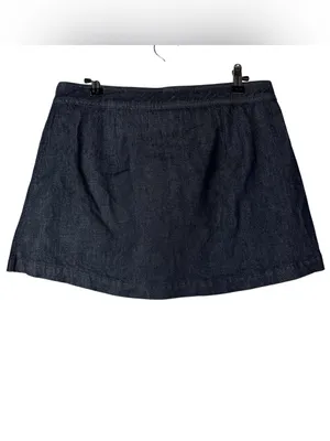 J. Crew Dark Indigo Blue Wash Wrap Mini Denim Skort 6 thumbnail 4
