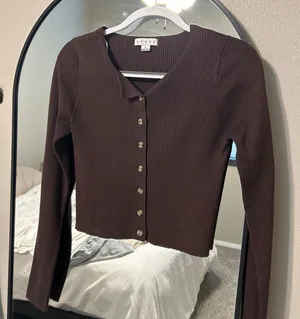 HYFVE Brown ribbed top thumbnail 1