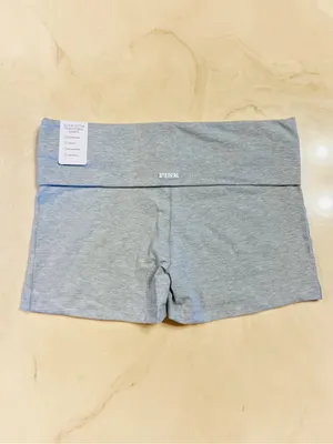 Victoria’s Secret PINK All-Day Cotton Foldover 3” Bike Shorts Heather Grey XL thumbnail 2
