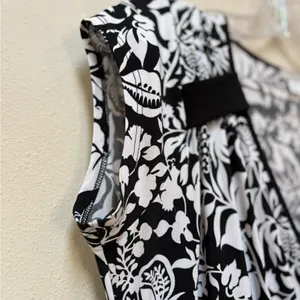 Vintage Y2K Dark Floral Dress M Witchy Romantic Fit Flare Black White thumbnail 7