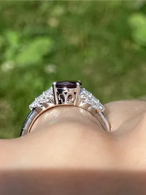 Rhodolite Garnet Moissanite Arthritis Friendly Ring Size 8 thumbnail 3