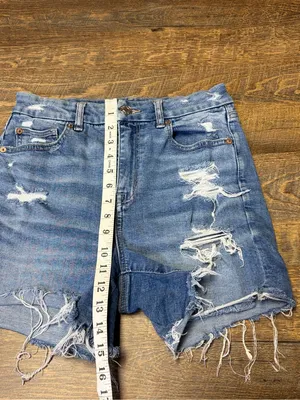 American Eagle Curvy High Rise Shortie Denim Jean Shorts Super Stretch Womens 4 thumbnail 3