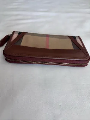 Authentic Burberry Pink House Check Zip Wallet - Leather Refinished / As Is thumbnail 2