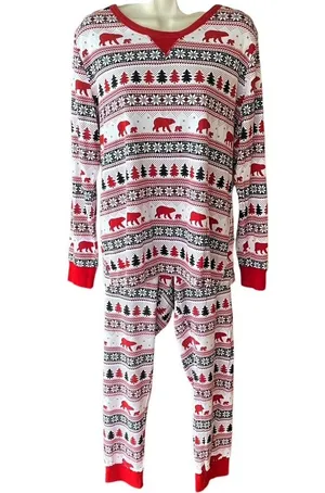 NWOT ~ WONDERSHOP 2 Pc. Bears Trees Snow Lounge Sleepwear Pajamas ~ Women's XL thumbnail 1