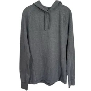 NEW Old Navy Grey‎ Waffle Knit Hooded Sweater Holiday Cabincore Cozy Unisex M thumbnail 2