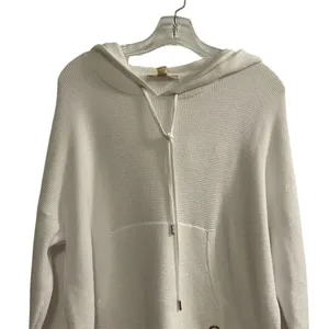Michael Kors Women's White Ribbed Hoodie Sweater‎ Size M Pullover thumbnail 3