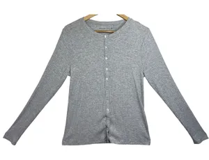 Abercrombie & Fitch Heather Gray Ribbed Knit Long Sleeve Cardigan Sweater Size M thumbnail 1