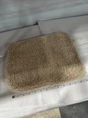 H&M Plush Shearling Zip Sherpa Computer Tablet Case Pouch- Cream (laptop bag) thumbnail 5