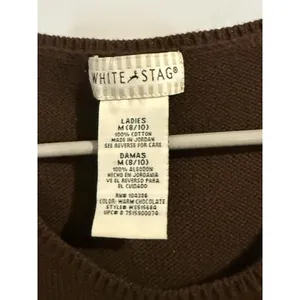 Vintage White Stag Sleeveless Sweater Grandma Core Cottage Knit Shirt Sz M Brown thumbnail 2