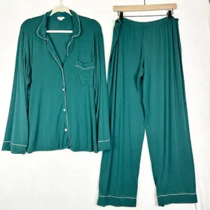 Eberjey Gisele Tencel Modal Long Pajama Set Size XL Evergreen thumbnail 3