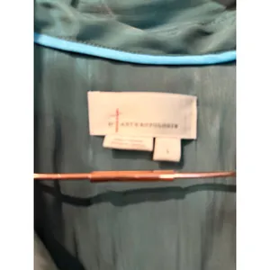 Anthropologie Blouse Women Large Teal Green Button Down Satin Finish Relaxed Top thumbnail 6