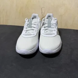 Adidas Cloudfoam Flex Laces Womens 6 White Silver Walking Shoes JS4891 New thumbnail 3
