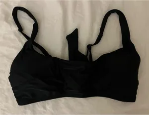 Aerie Bikini Top Black Tie Swim Large thumbnail 1