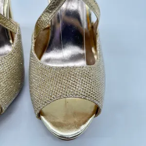 Bonnilel Heels Womens 8 Gold Tiara Glitter Shoes Wedding‎ Nightout Formal Party thumbnail 10