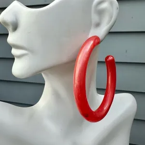 Large pink lucite hoop earrings thumbnail 3