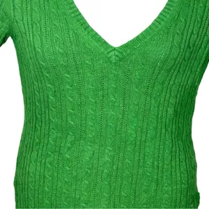 Vintage American Eagle Kelly Green Cable Knit V-Neck Sweater Large Y2K thumbnail 4