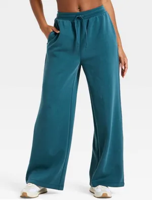 All In Motion Women's Airy Sleek Ribbed Wide Leg Sweatpants thumbnail 1