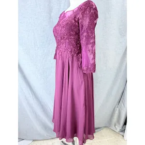 Azazie Marge Mulberry A-Line Scoop Lace Chiffon Dress A6‎ thumbnail 6