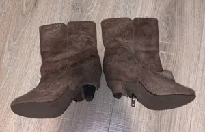 Not Rated brown zip up summer heeled mid calf boots thumbnail 3