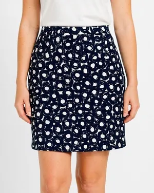 Boden Blue Circle Print Pencil Skirt‎ 8 Long 8L Cotton Linen Classic Preppy thumbnail 1