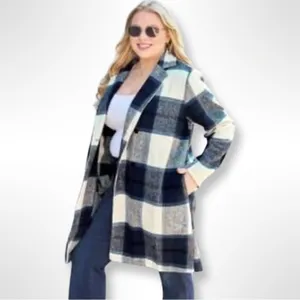 Cavalini Button Down Tartan Coat Sz 3X thumbnail 2